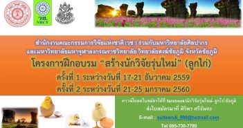 ประกาศ รายชื่อผู้มีสิทธิ์เข้ารับการอบรมโครงการฝึกอบรม “สร้างนักวิจัยรุ่นใหม่”